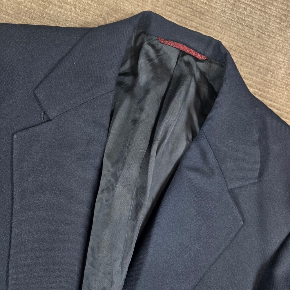 Hart Schaffner & Marx‎ Mens 40R Navy Blue Texturized Woven Two-Button Blazer